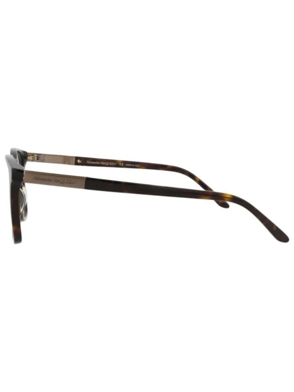 New Alexander McQueen Mens Square/Rectangle Havana Gold Transparent Fashion Desi